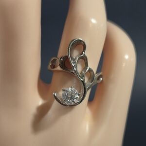 Genuine Vintage/ Antique Sterling Silver "Fancy Swirl" Ring With "CZ Or Topaz" ?